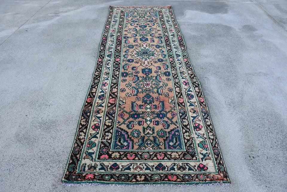 Vintage Persian Runner Rug 3.3 x 9.9 ft