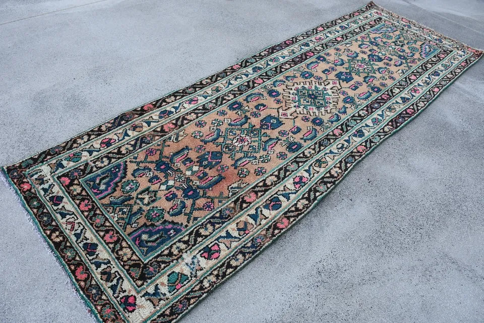 Vintage Persian Runner Rug 3.3 x 9.9 ft