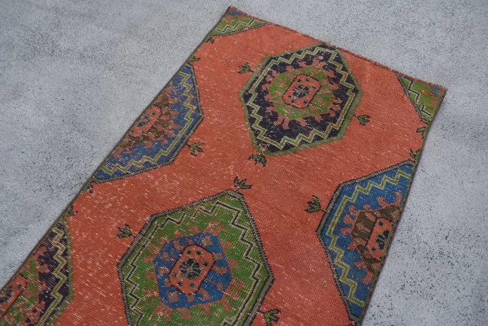 Vintage Turkish Accent Area rug 3.1 x 6.4 ft