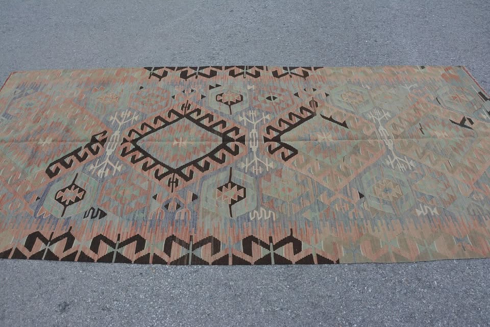 XL Vintage Turkish Accent Area Rug 4.4 x 9.5 ft