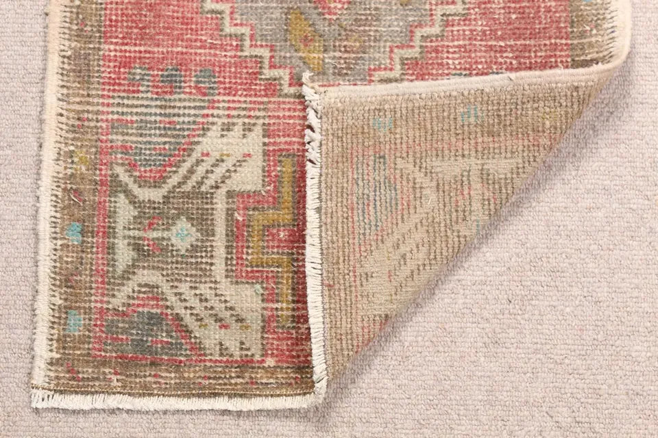 Vintage Turkish Mini Rug 1.6 x 3.2 ft