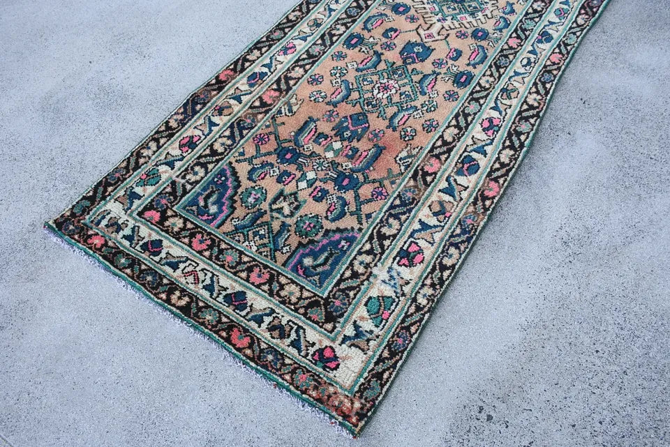 Vintage Persian Runner Rug 3.3 x 9.9 ft