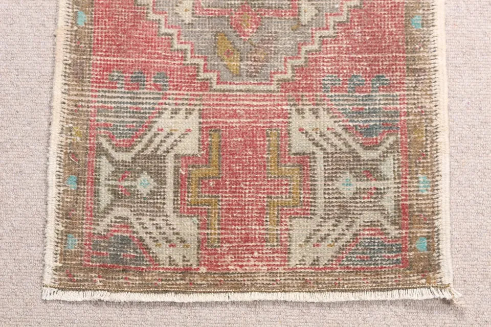 Vintage Turkish Mini Rug 1.6 x 3.2 ft