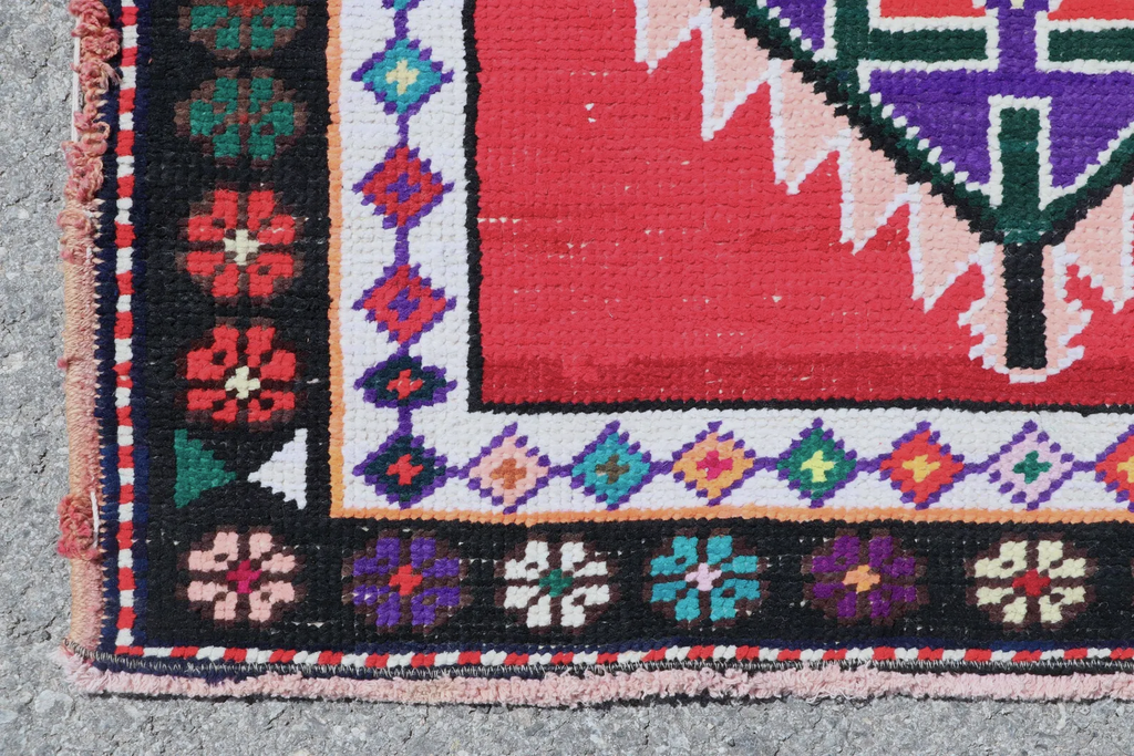 Vintage Turkish Runner Rug 2.7 x 9.7 ft