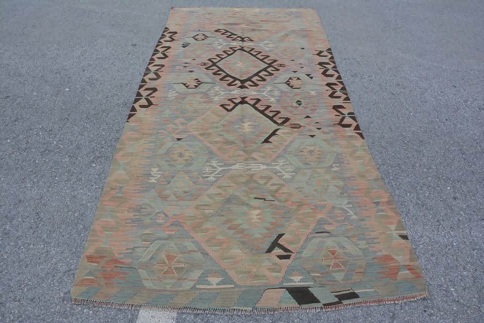 XL Vintage Turkish Accent Area Rug 4.4 x 9.5 ft