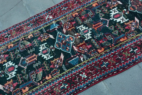 Vintage Persian Runner Rug 3.2 x 9.7 ft