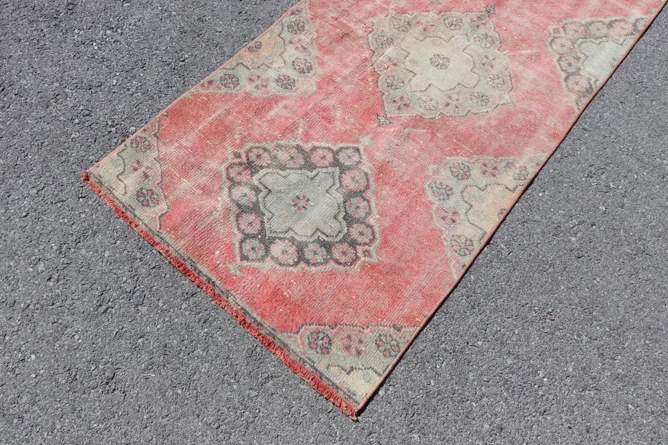 Vintage Turkish Runner Rug 2.9 x 10.4 ft