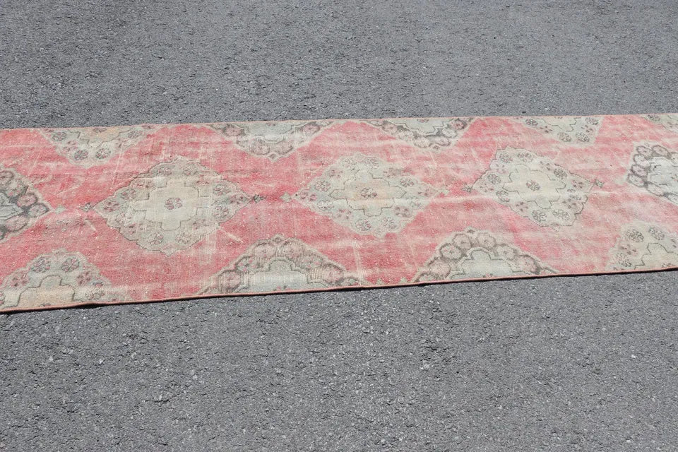 Vintage Turkish Runner Rug 2.9 x 10.4 ft