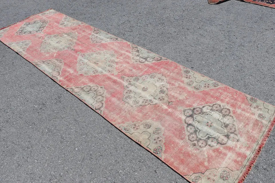 Vintage Turkish Runner Rug 2.9 x 10.4 ft