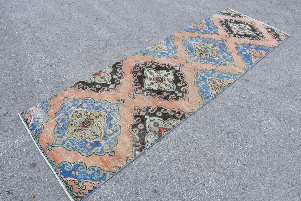 Vintage Turkish Runner rug 3 x 9.4 ft