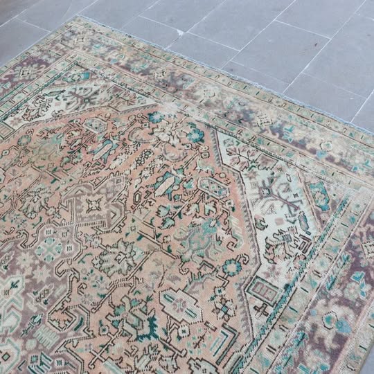 XL Vintage Persian accent area rug 6.4 x 9.3 ft