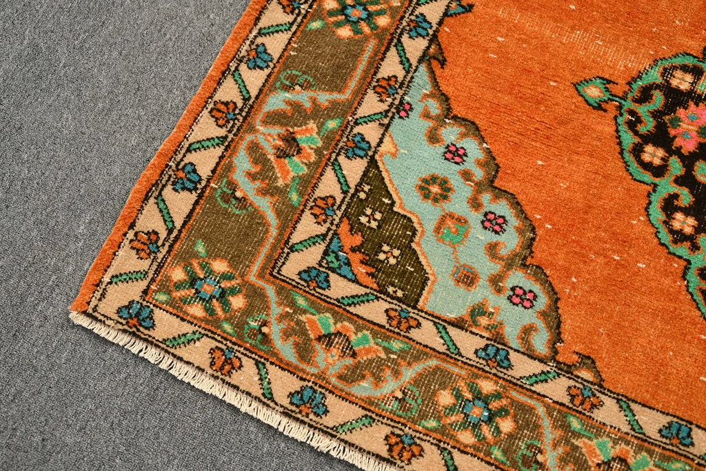 Vintage Turkish Accent Area rug 4.9 x 13 ft