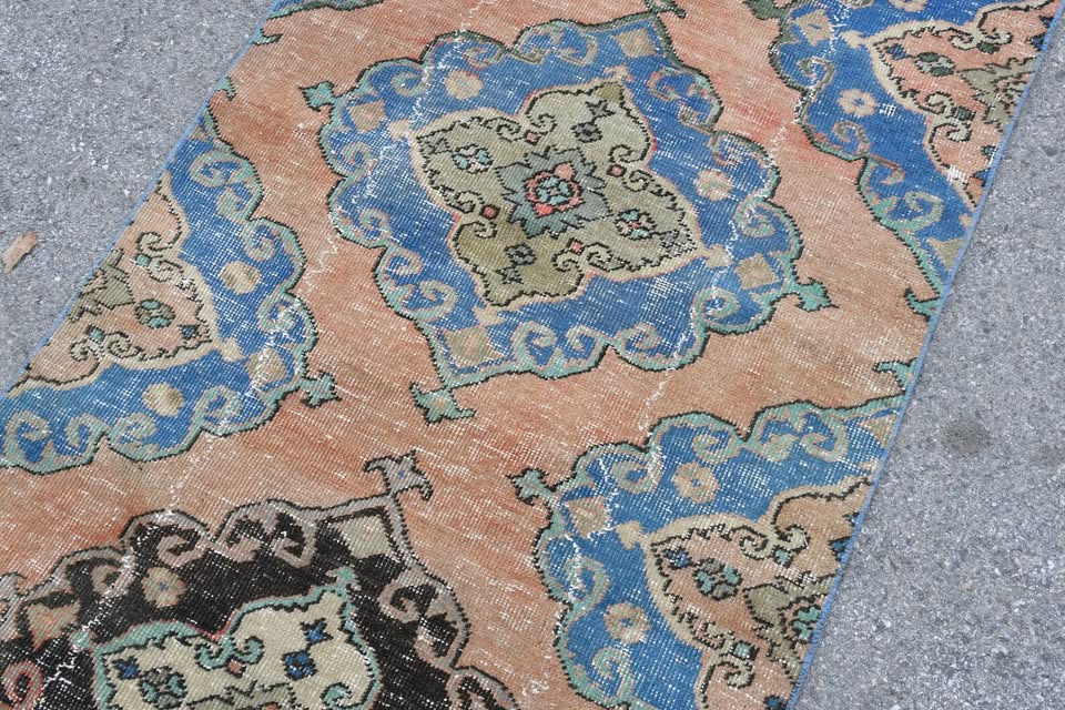 Vintage Turkish Runner rug 3 x 9.4 ft