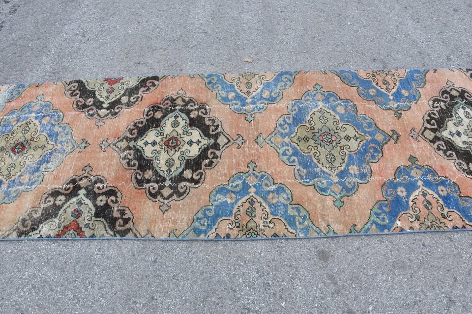 Vintage Turkish Runner rug 3 x 9.4 ft