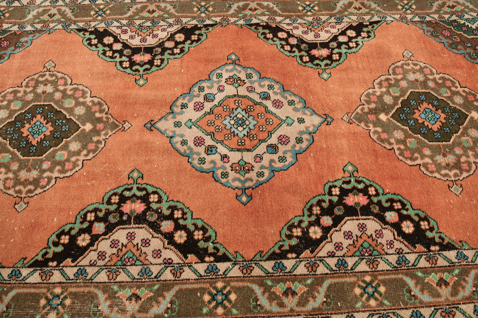 Vintage Turkish Accent Area rug 4.9 x 13 ft