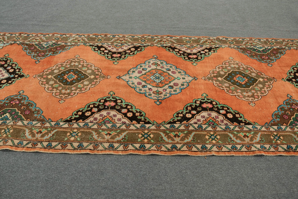 Vintage Turkish Accent Area rug 4.9 x 13 ft