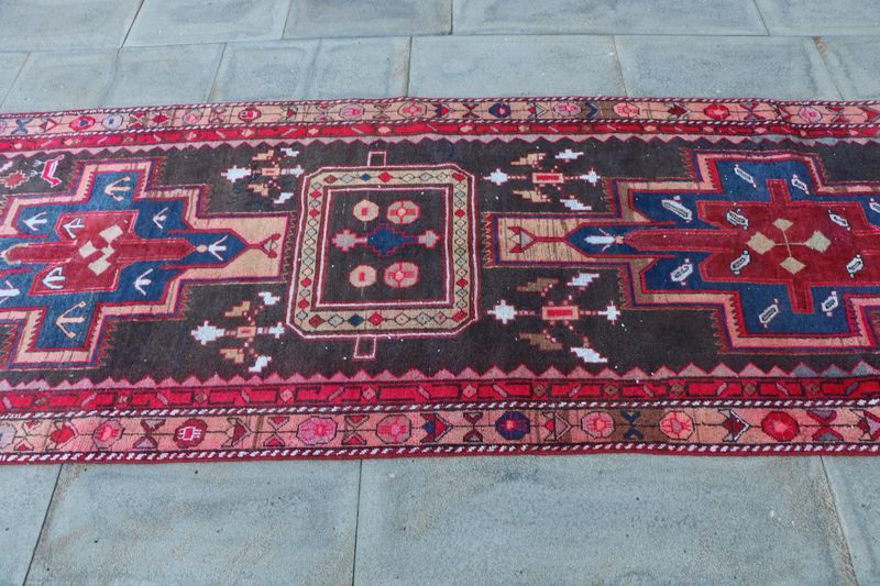 Vintage Turkish Runner Rug 3.3 x 9.6 ft