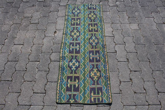 Vintage Turkish Runner Rug 1.5 x 4.2 ft