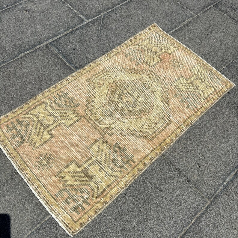 Vintage Turkish Mini Rug 1.6 x 2.9 ft