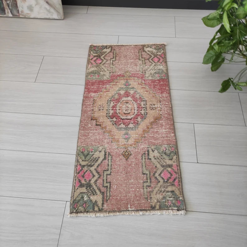 Vintage Turkish Mini Rug 1.4 x 3 ft