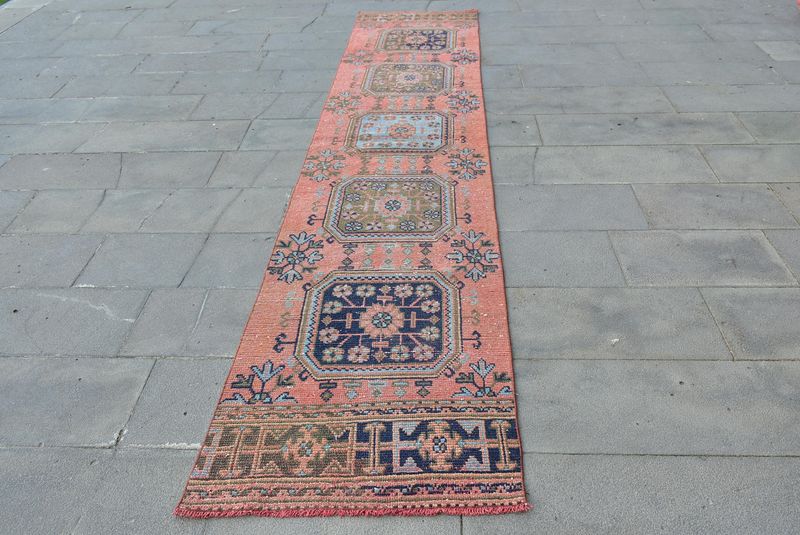 Vintage Turkish Runner Rug 2.5 x 11.4 ft