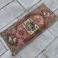 Vintage Turkish Mini Rug 1.2 x 2.7 ft