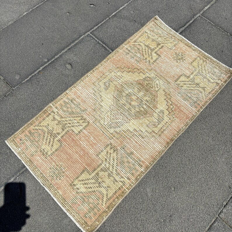 Vintage Turkish Mini Rug 1.5 x 2.9 ft