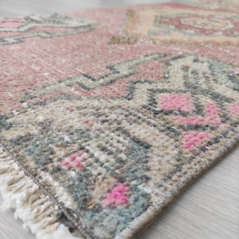 Vintage Turkish Mini Rug 1.4 x 3 ft