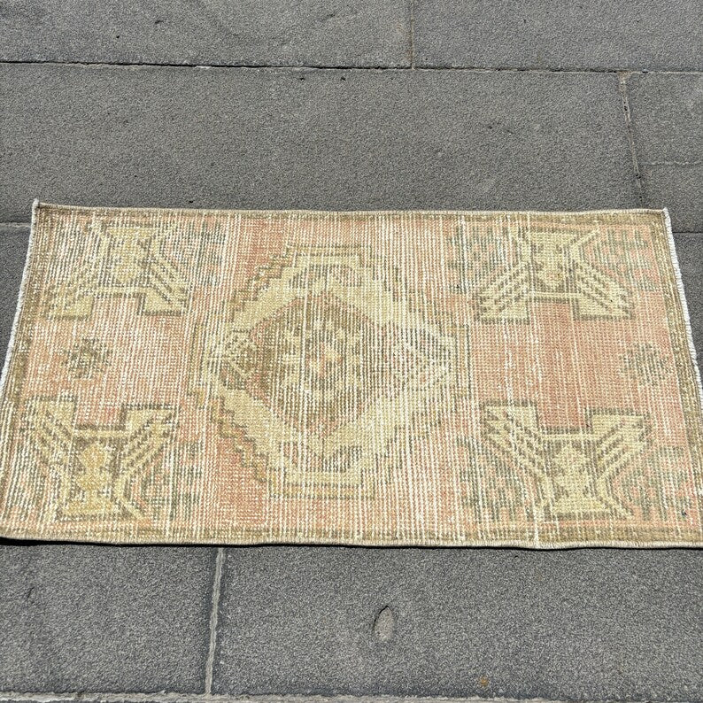 Vintage Turkish Mini Rug 1.5 x 2.9 ft