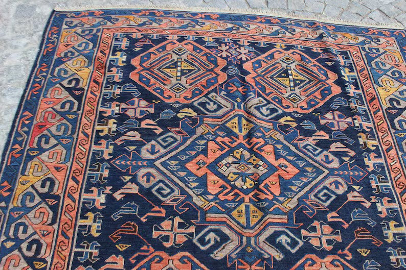 XL Vintage Soumak Accent Area Rug 5.5 x 12.1 ft