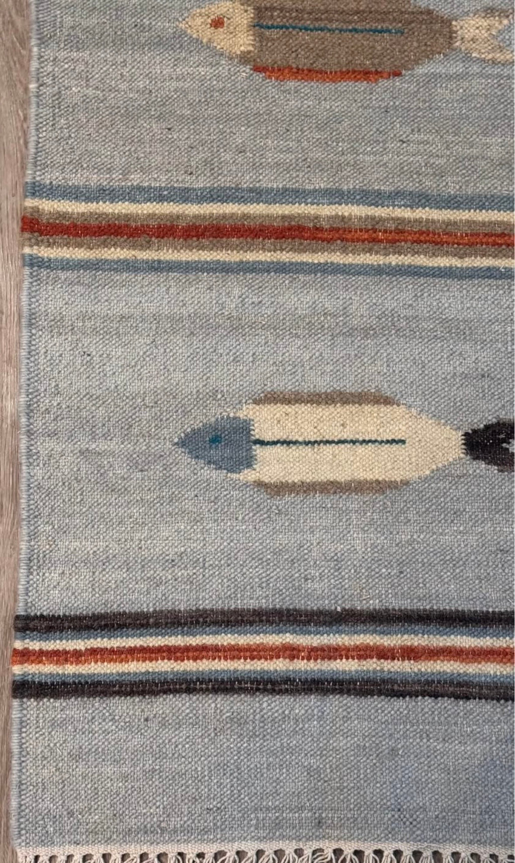 Folk Art Modern Fish Kilim 2 x 6 ft