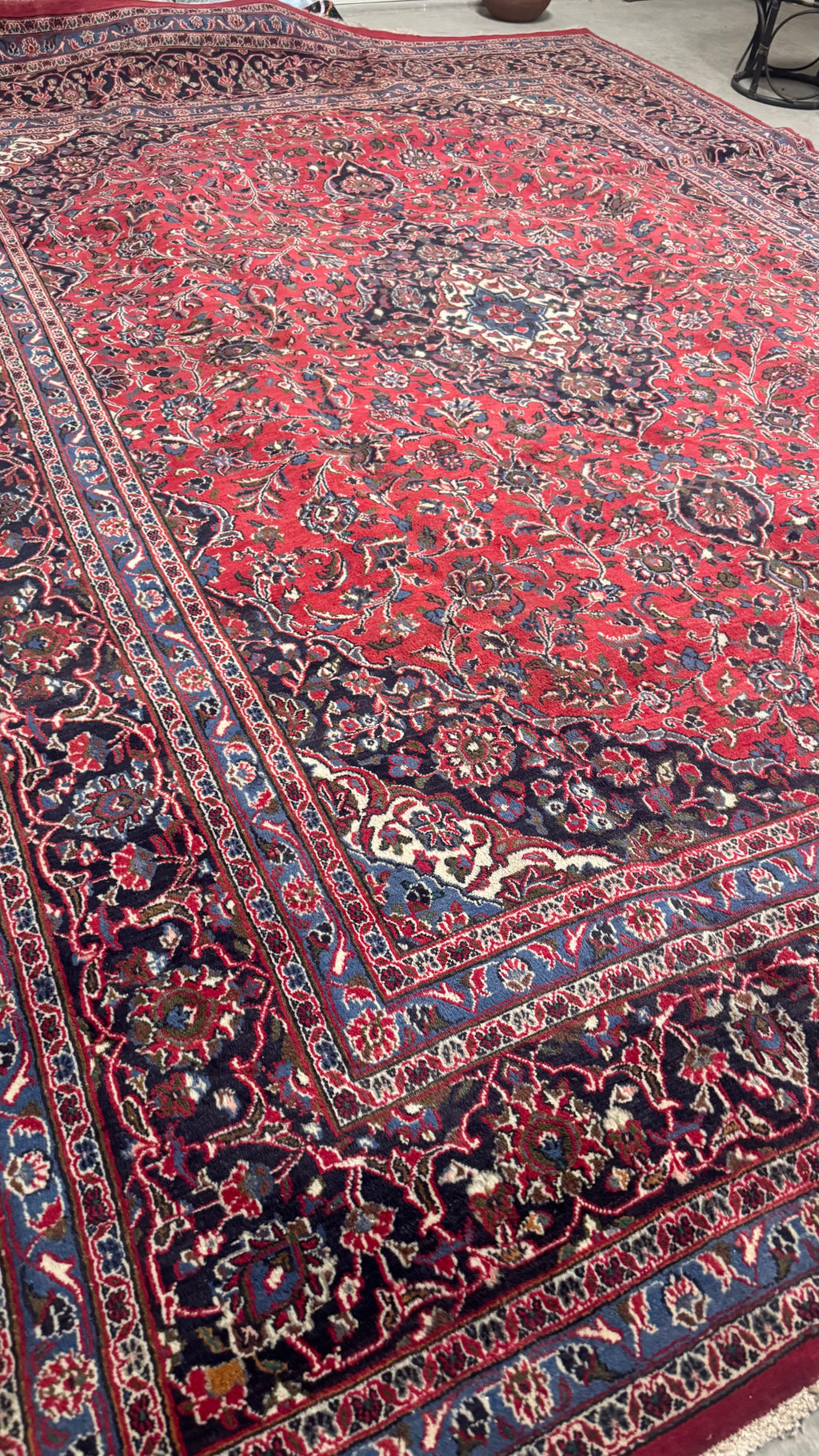 XL Vintage Persian Kashan Accent Area Rug 9.7 x 13 ft