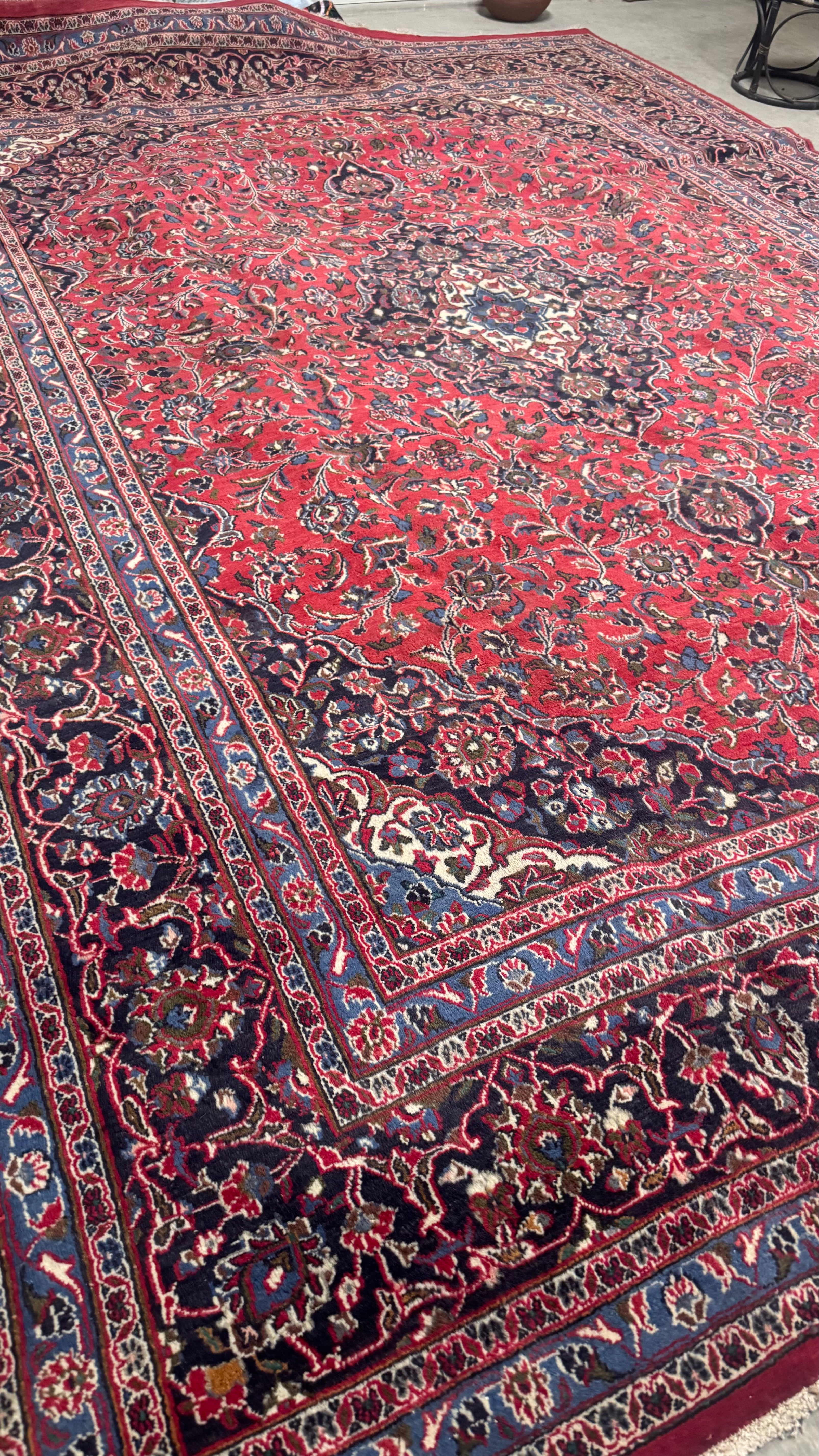 XL Vintage Persian Kashan Accent Area Rug 9.7 x 13 ft