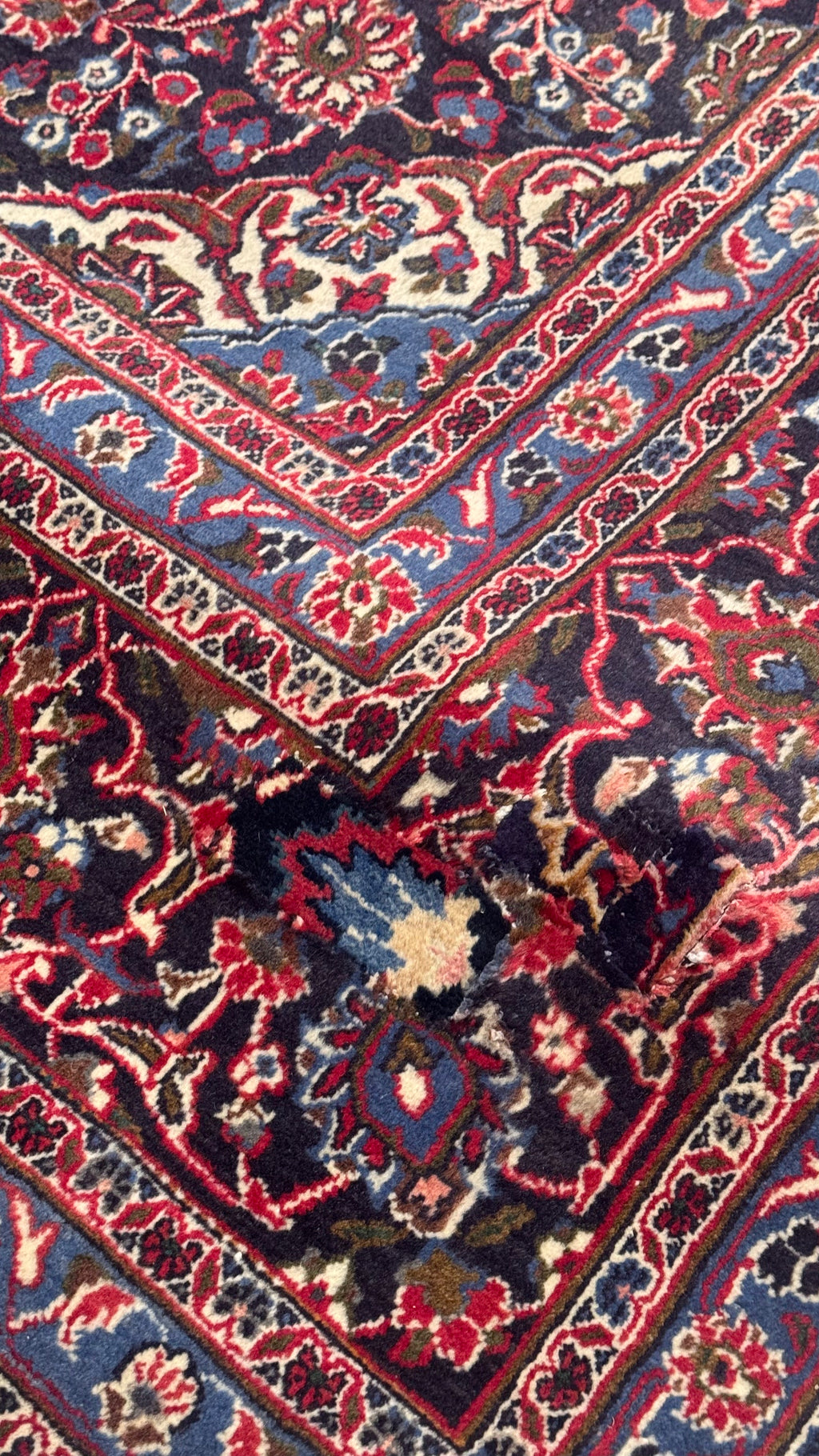 XL Vintage Persian Kashan Accent Area Rug 9.7 x 13 ft