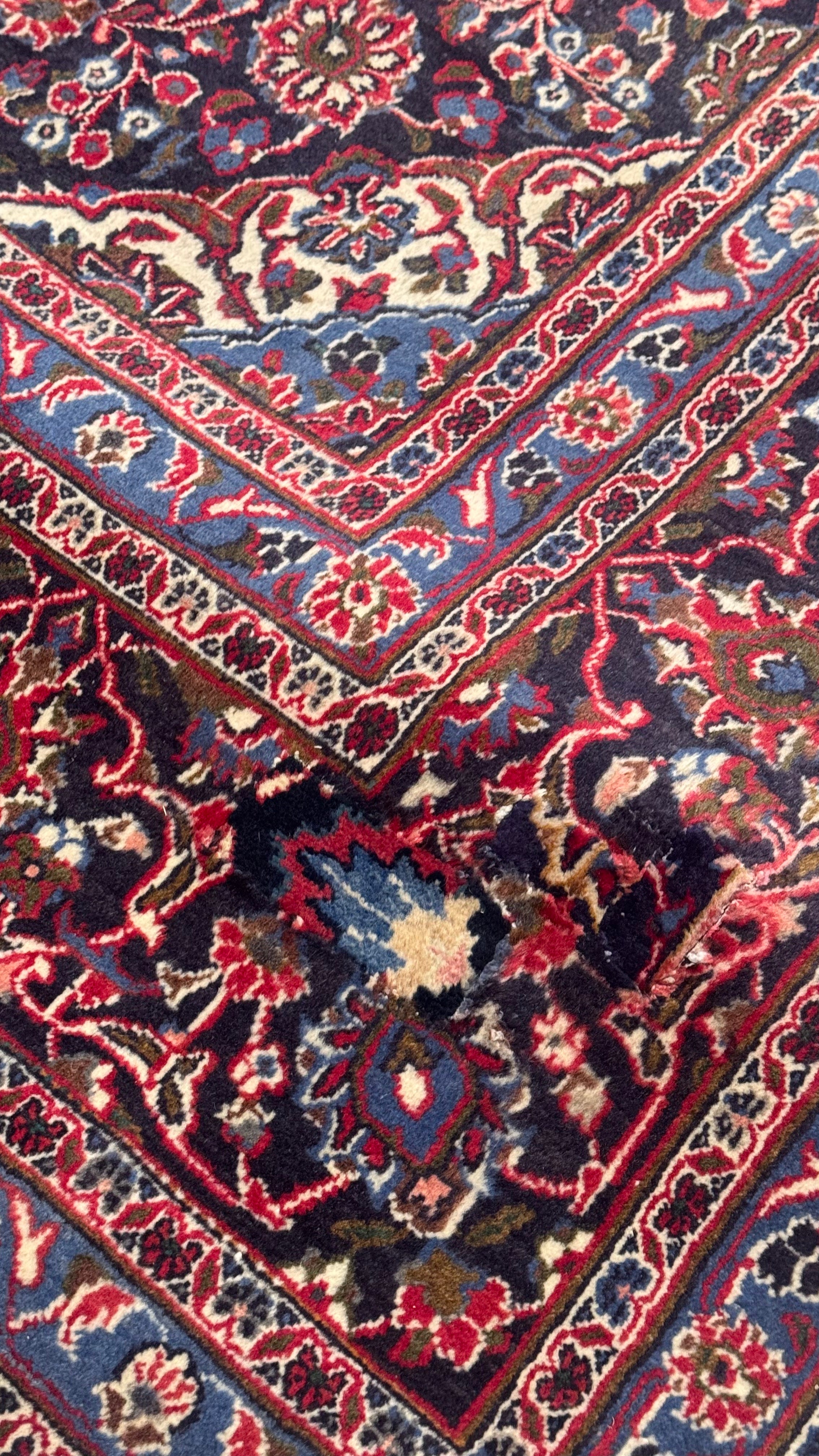 XL Vintage Persian Kashan Accent Area Rug 9.7 x 13 ft