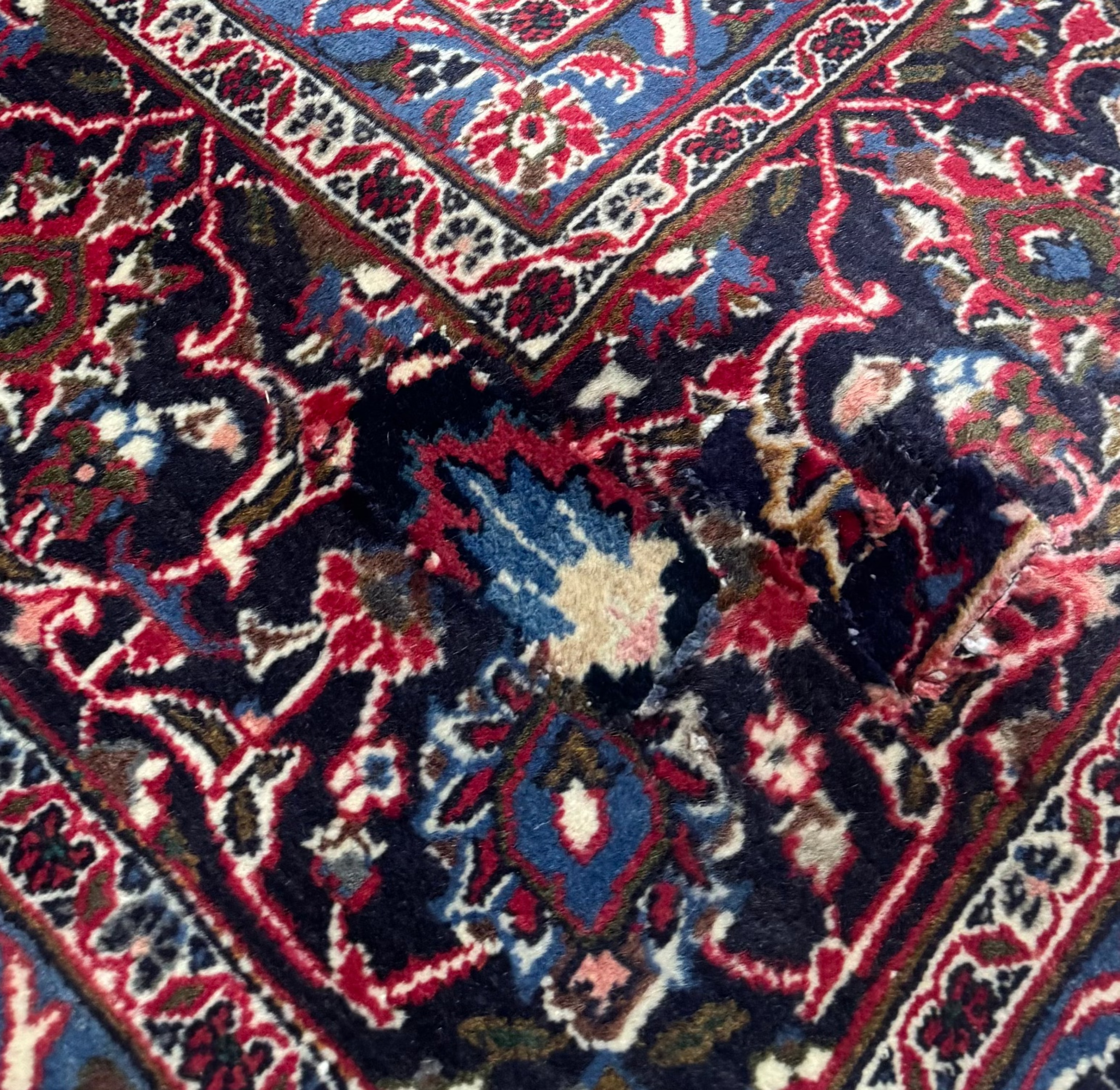 XL Vintage Persian Kashan Accent Area Rug 9.7 x 13 ft