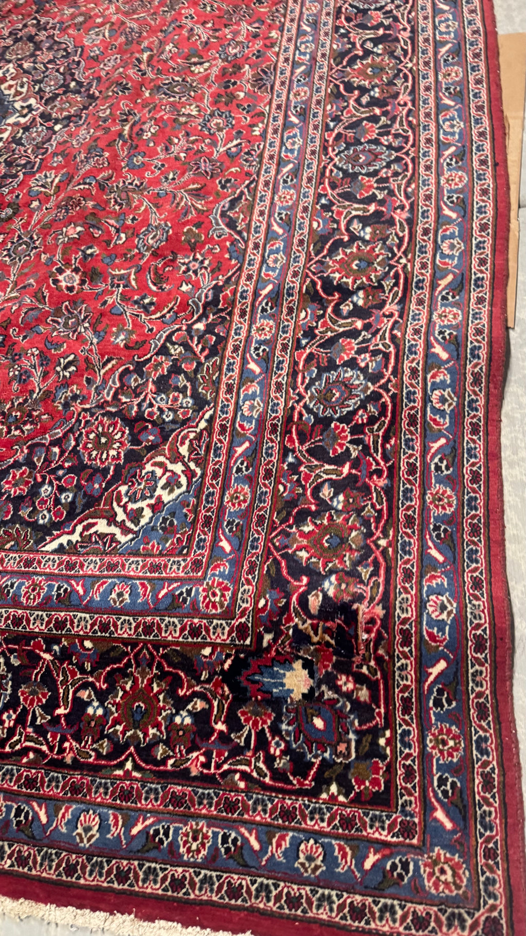 XL Vintage Persian Kashan Accent Area Rug 9.7 x 13 ft