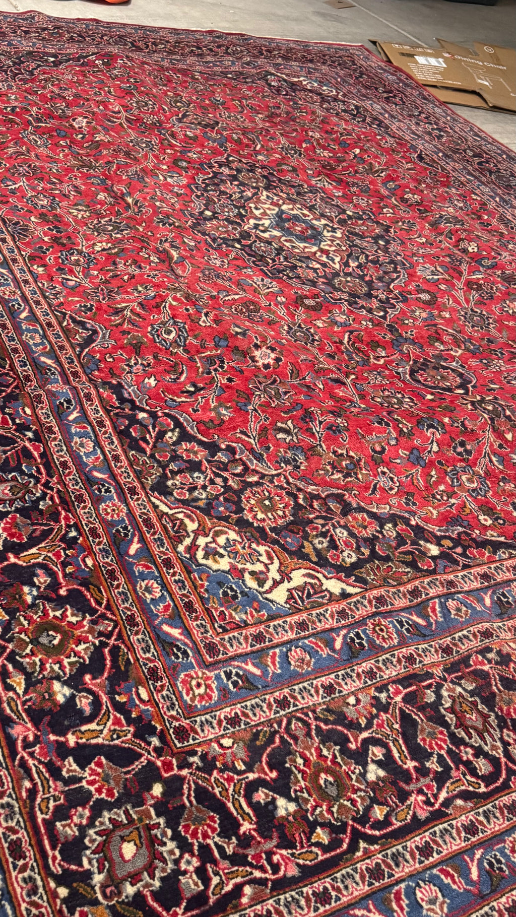 XL Vintage Persian Kashan Accent Area Rug 9.7 x 13 ft