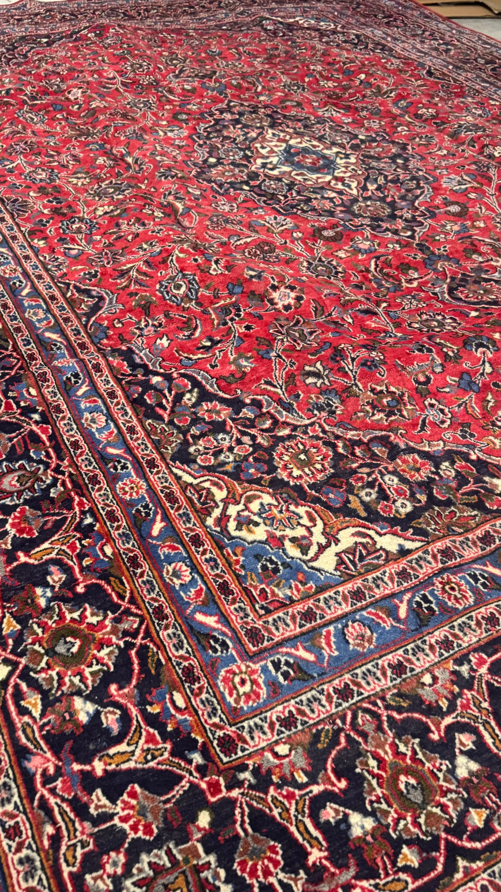 XL Vintage Persian Kashan Accent Area Rug 9.7 x 13 ft