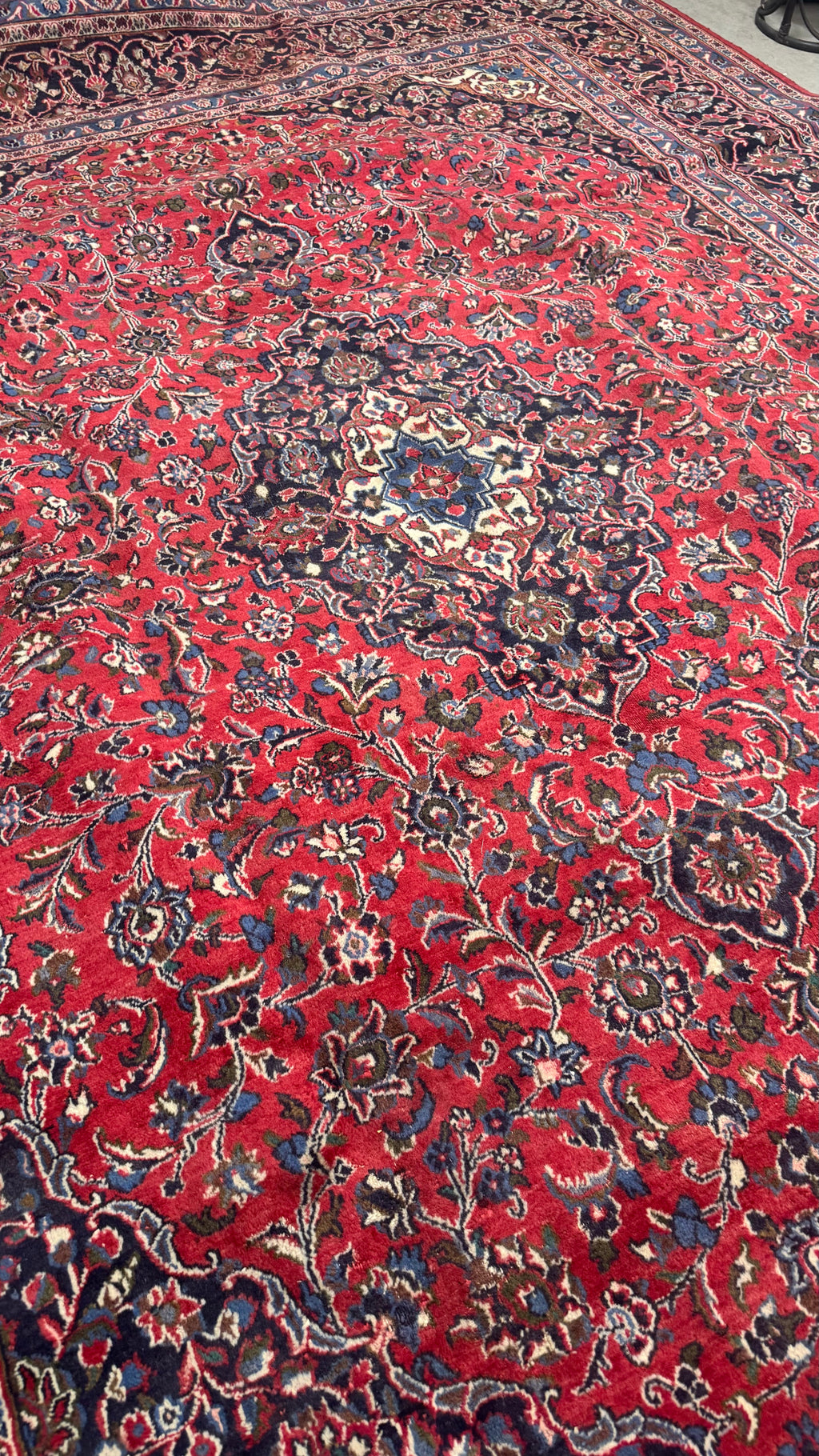 XL Vintage Persian Kashan Accent Area Rug 9.7 x 13 ft