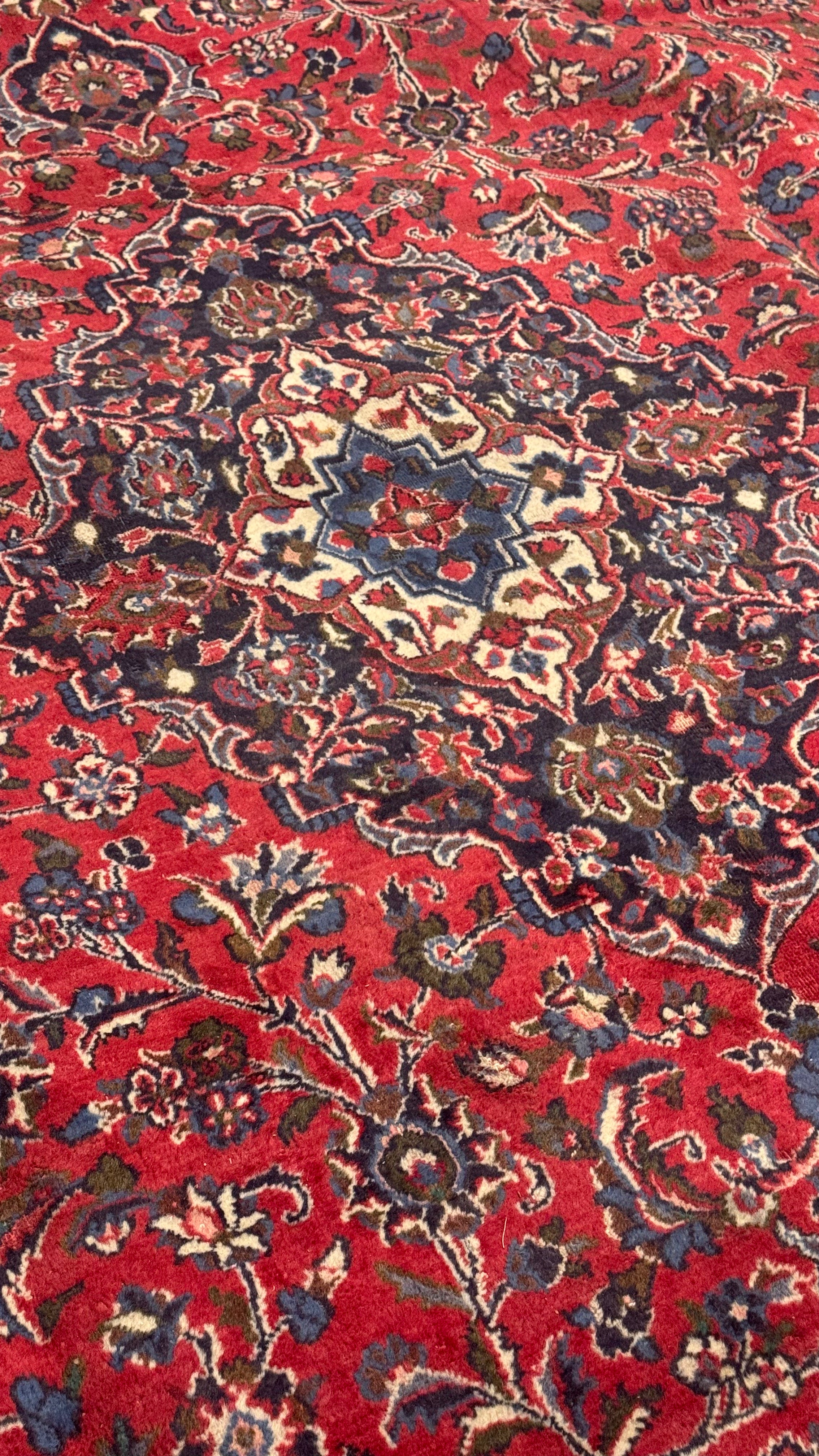 XL Vintage Persian Kashan Accent Area Rug 9.7 x 13 ft