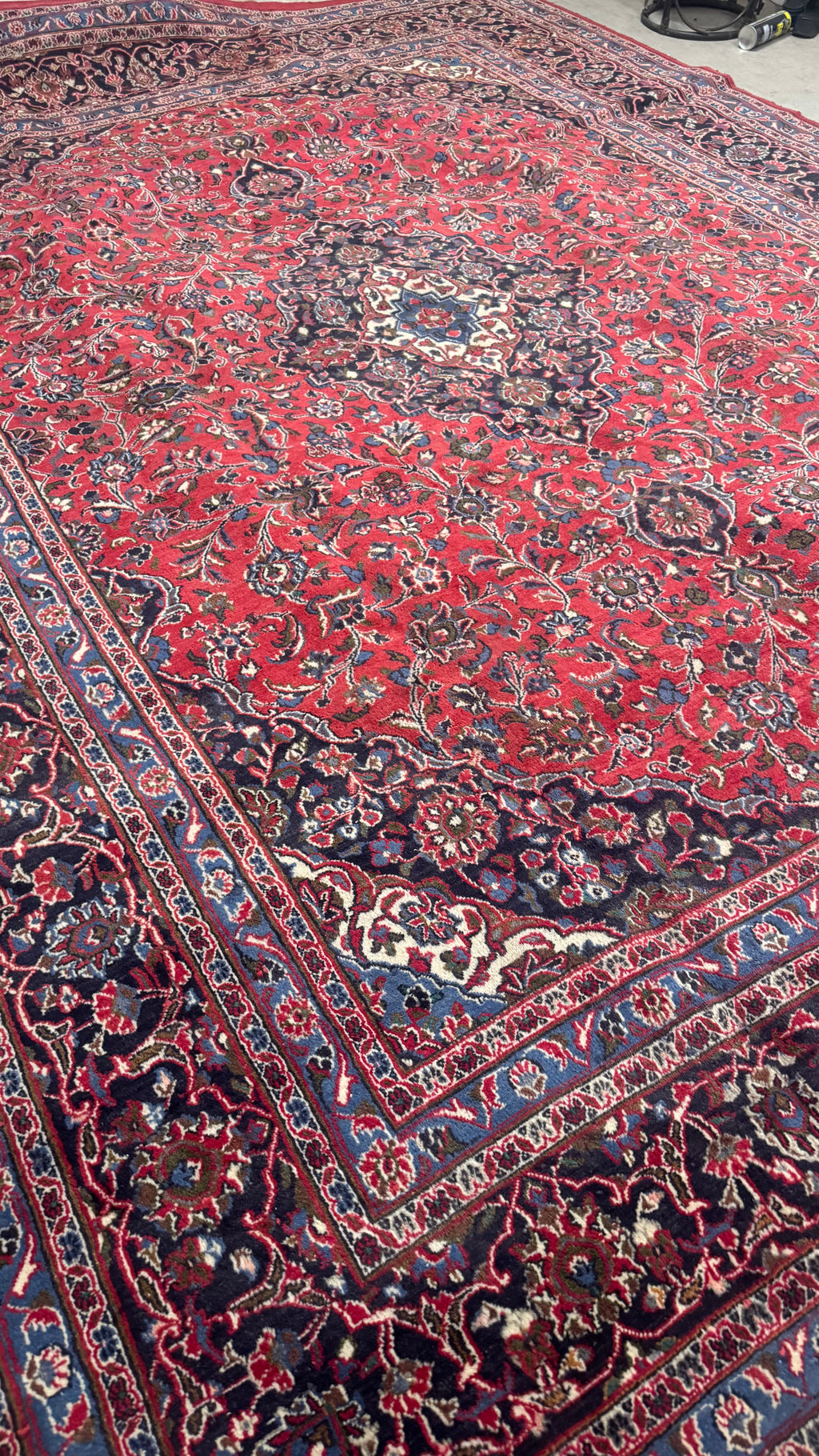 XL Vintage Persian Kashan Accent Area Rug 9.7 x 13 ft