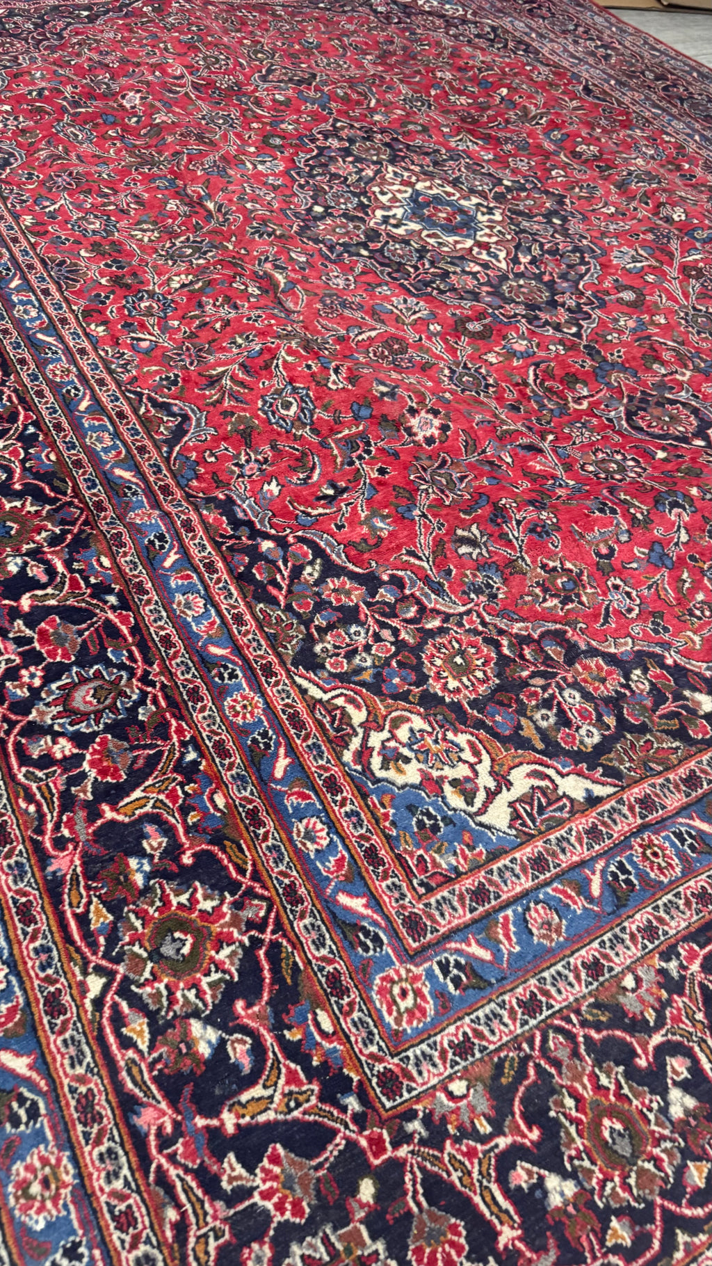 XL Vintage Persian Kashan Accent Area Rug 9.7 x 13 ft