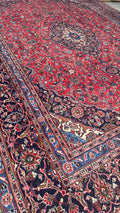 XL Vintage Persian Kashan Accent Area Rug 9.7 x 13 ft