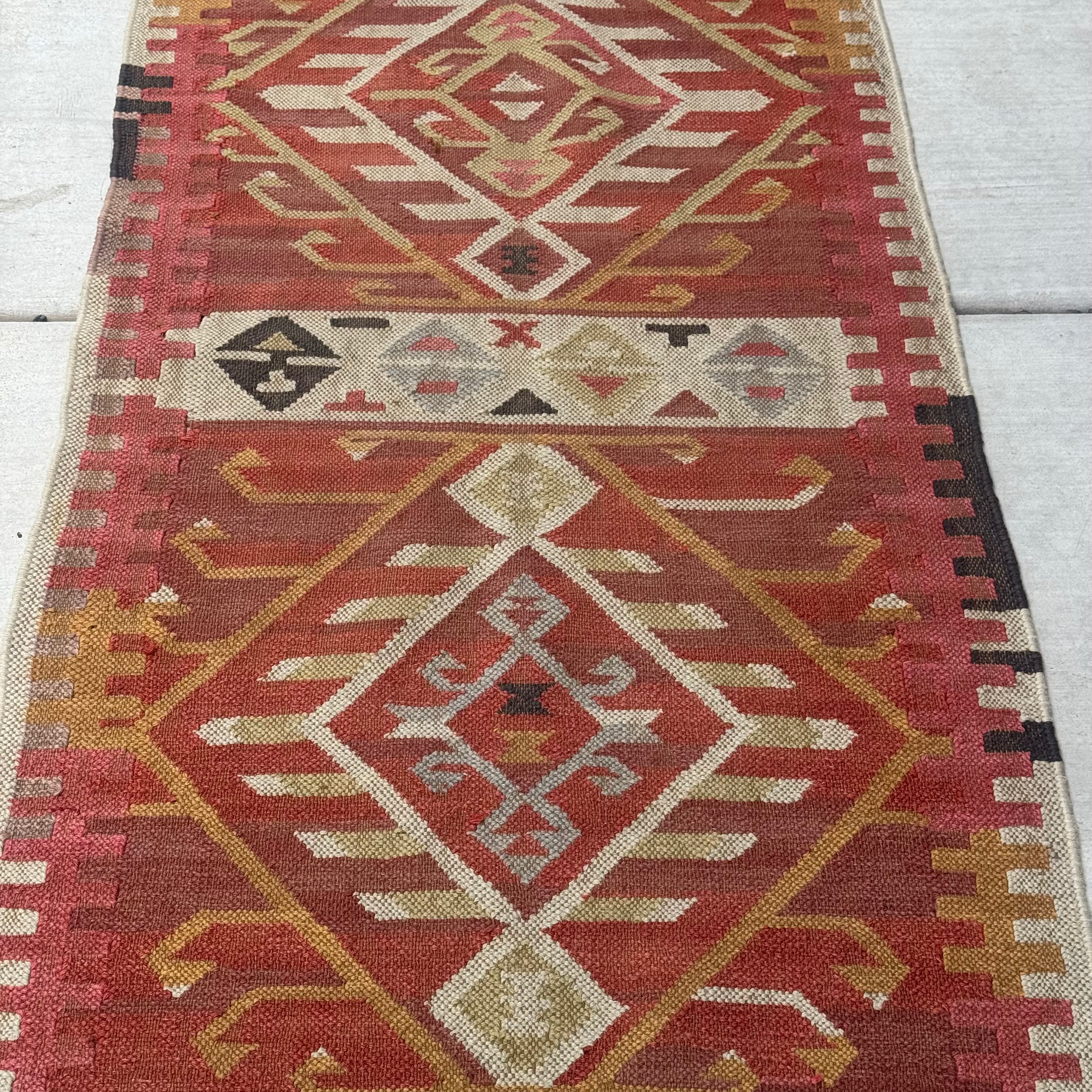 Vintage Turkish Runner Rug 2.5 x 8.7 ft