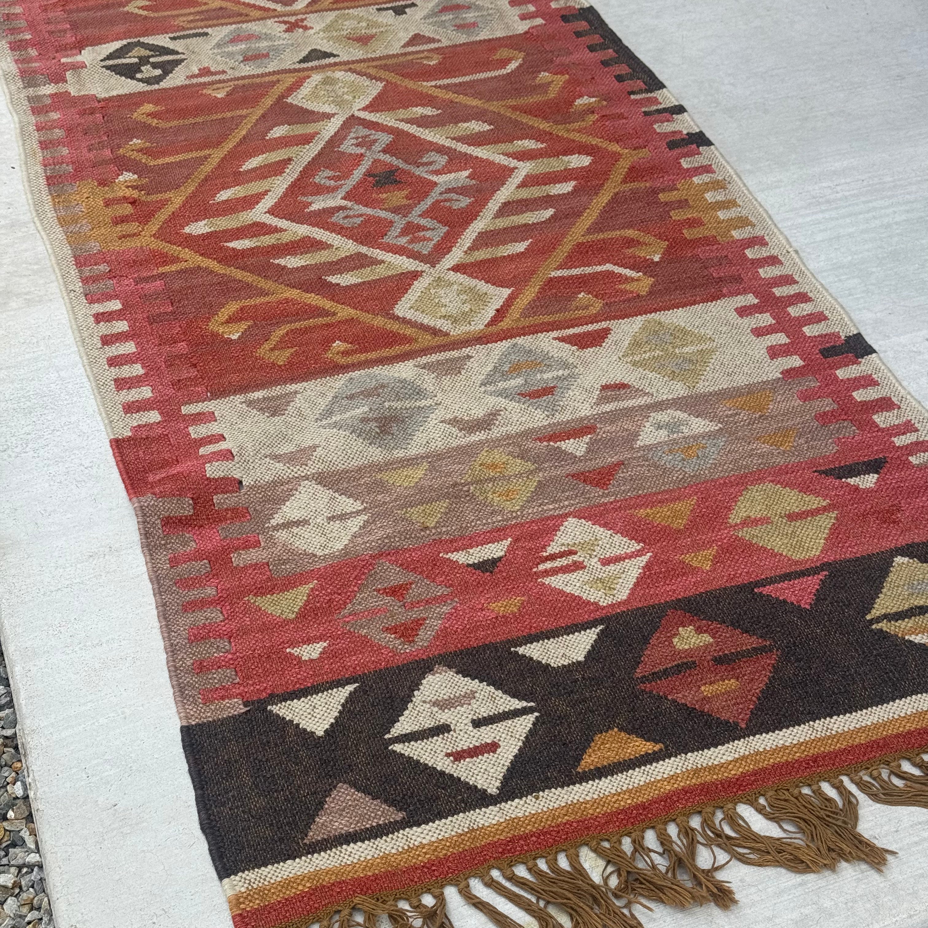Vintage Turkish Runner Rug 2.5 x 8.7 ft