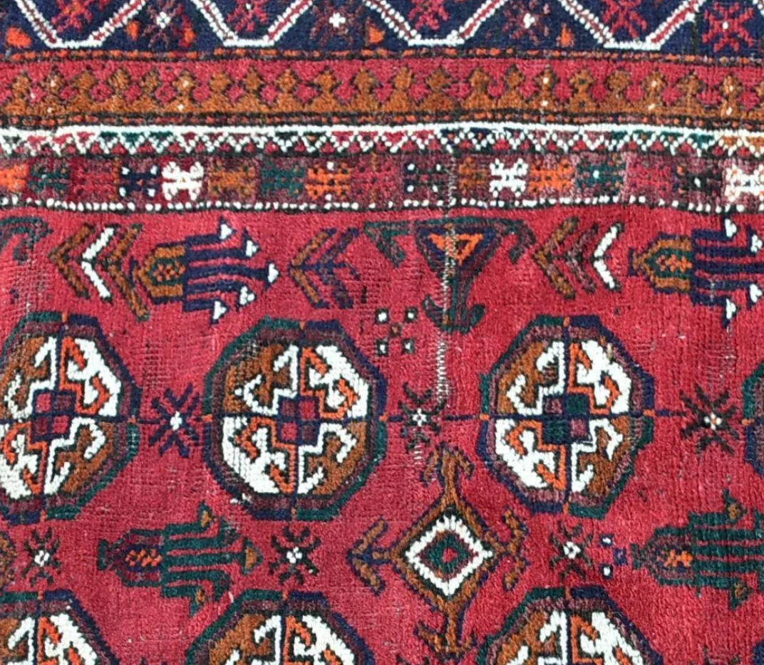 Vintage Turkmen Accent Area rug 3.9 x 7.2 ft