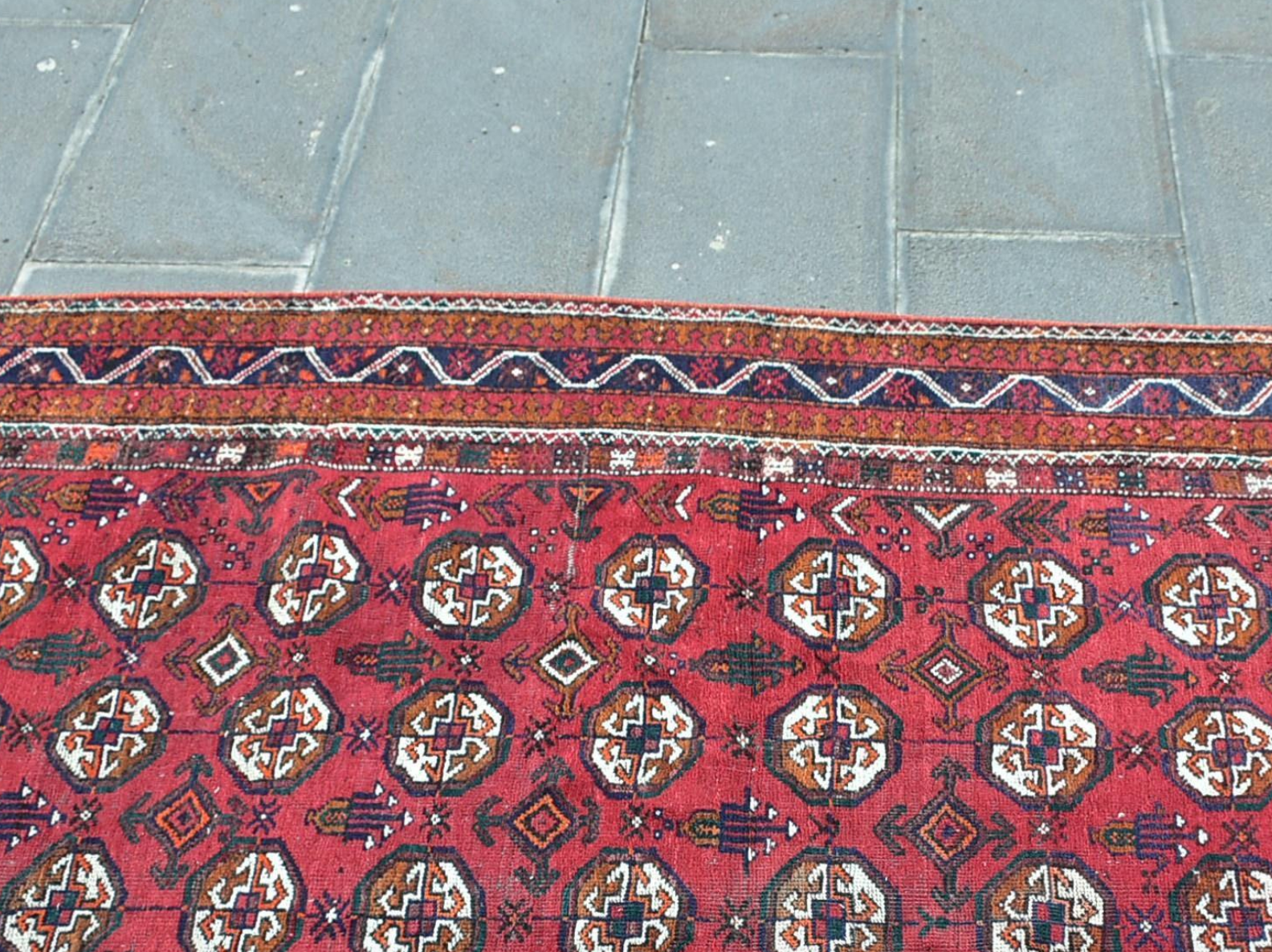 Vintage Turkmen Accent Area rug 3.9 x 7.2 ft