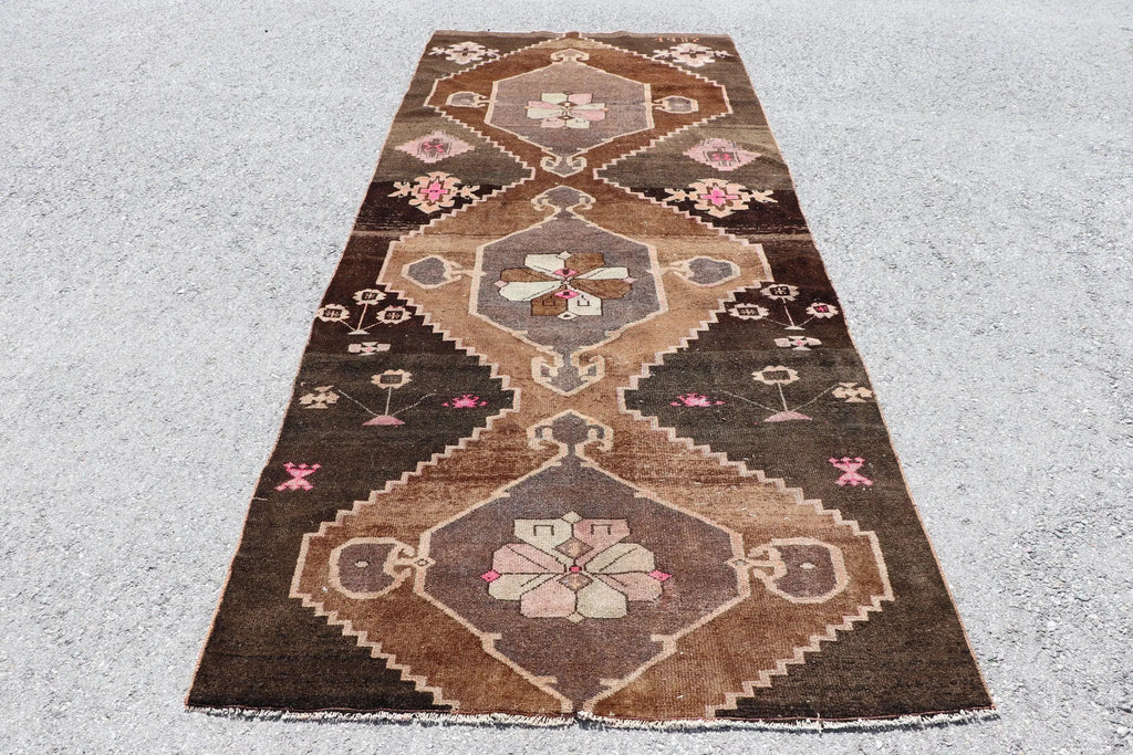 XL Vintage Turkish Accent Area Rug 4.7 x 11 ft