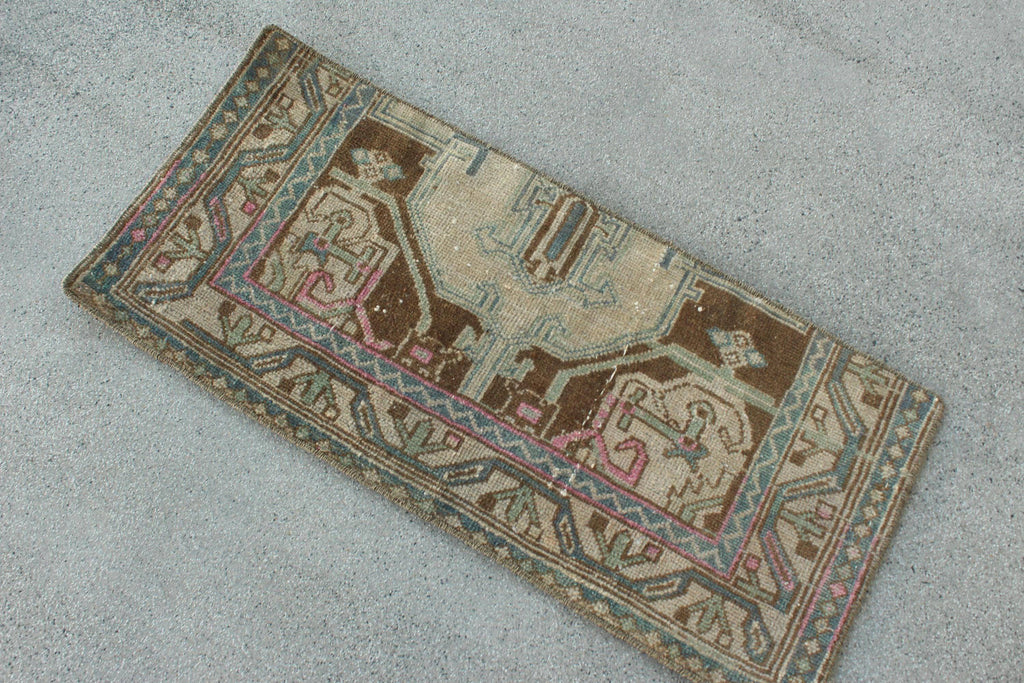 Vintage Turkish Mini Rug 1.4 x 3.1 ft